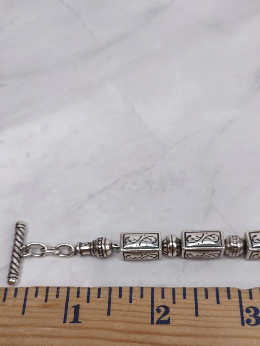 Brighton Rectangular Cube Bracelet with Toggle Bar And Gold Heart Charm